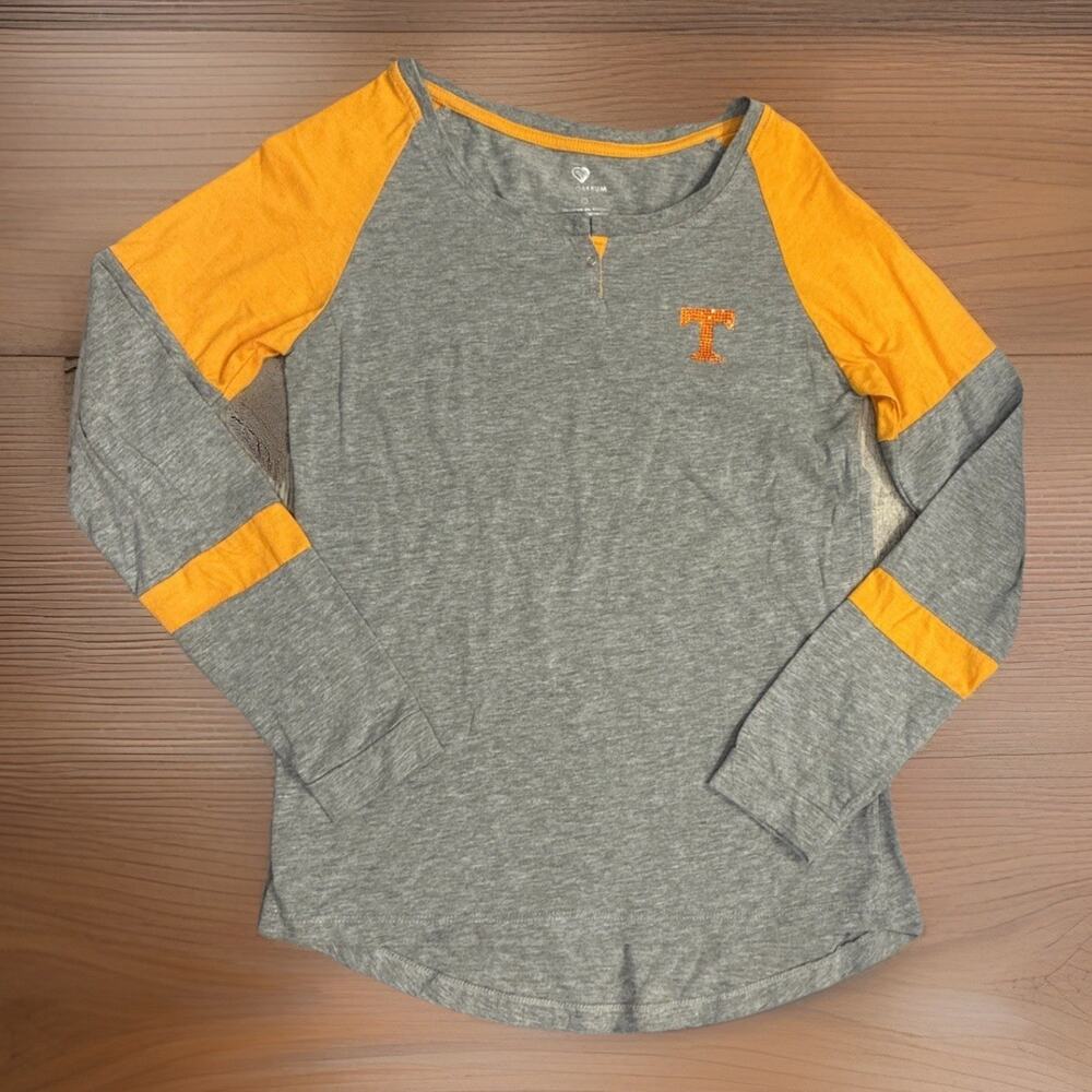 Tennessee Volunteers Vols Raglan Long Sleeve Shirt Medium Orange Gray NCAA